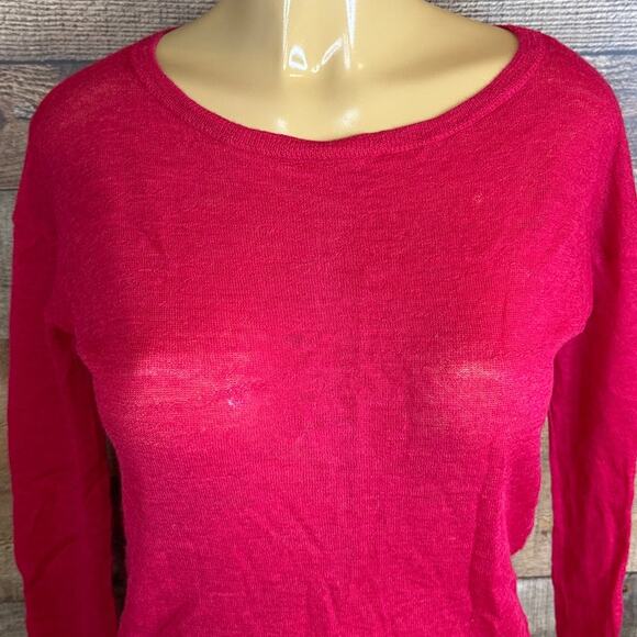 𝅺Joie Lightweight Semi Sheer Solid Red Sweater Size Medium - Picture 2 of 8